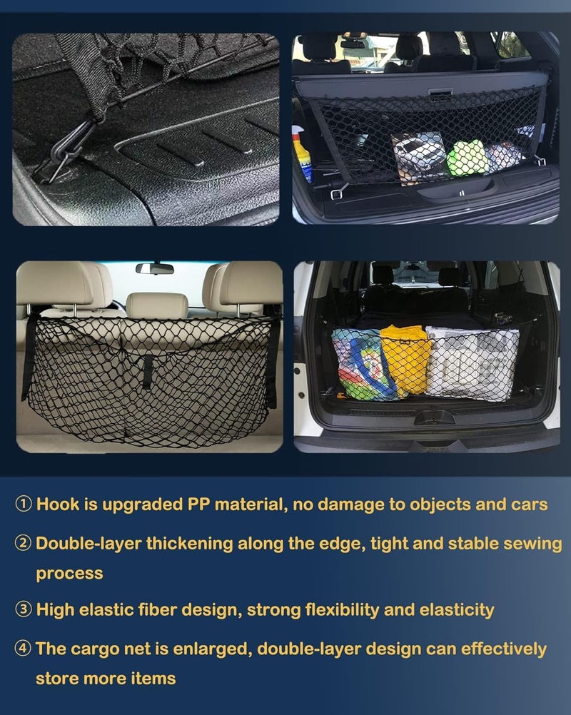 Omocyra Envelope Style Trunk Cargo Net Compatible with Jeep Grand Cherokee New 2026 2025 2024 2023 2022, Grand Cherokee L 2026 2025 2024 2023 2022 (5 &7 Seats) SUV Nylon Car Rear Mesh Tailgate Netting - Image 3